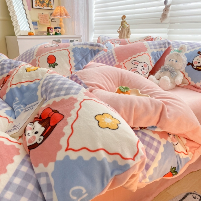 91家纺网 家纺一手货源 找家纺 上尚居 2022新款加厚保暖牛奶绒四件套 幸福时光