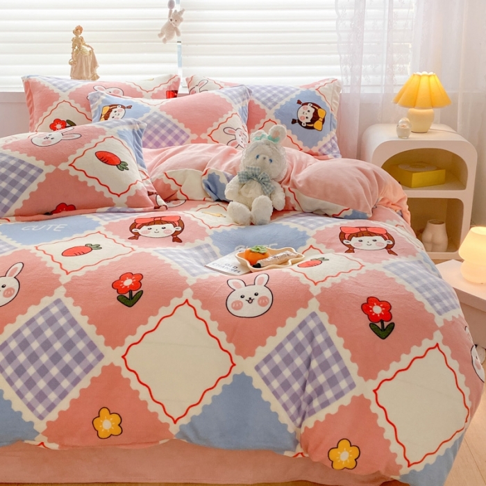 91家纺网 家纺一手货源 找家纺 上尚居 2022新款加厚保暖牛奶绒四件套 幸福时光