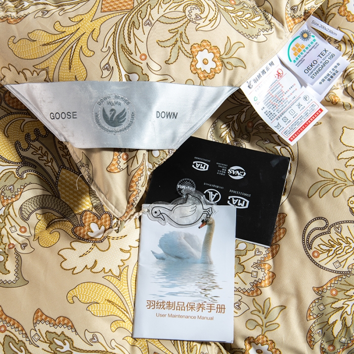 91家纺网 家纺一手货源 找家纺 俏企鹅 2025新款100支锦绒95白鹅绒被 欧式黄