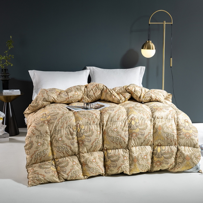 91家纺网 家纺一手货源 找家纺 俏企鹅 2025新款100支锦绒95白鹅绒被 欧式黄