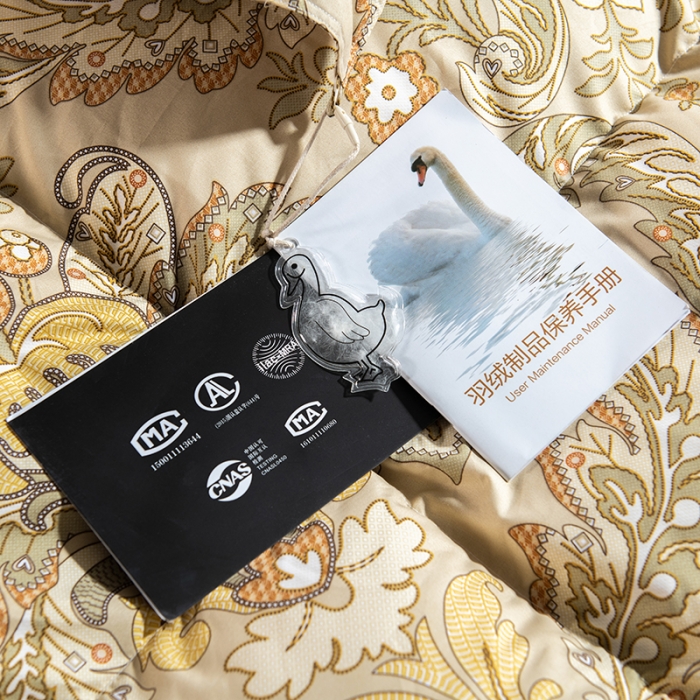 91家纺网 家纺一手货源 找家纺 俏企鹅 2025新款100支锦绒95白鹅绒被 欧式黄