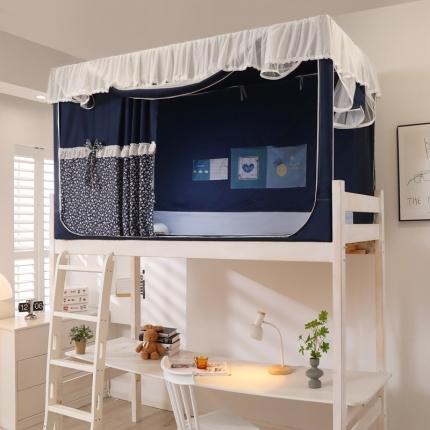 梦尔佳 2023新款韩式小碎花床帘学生蚊帐韩式小碎花蓝色