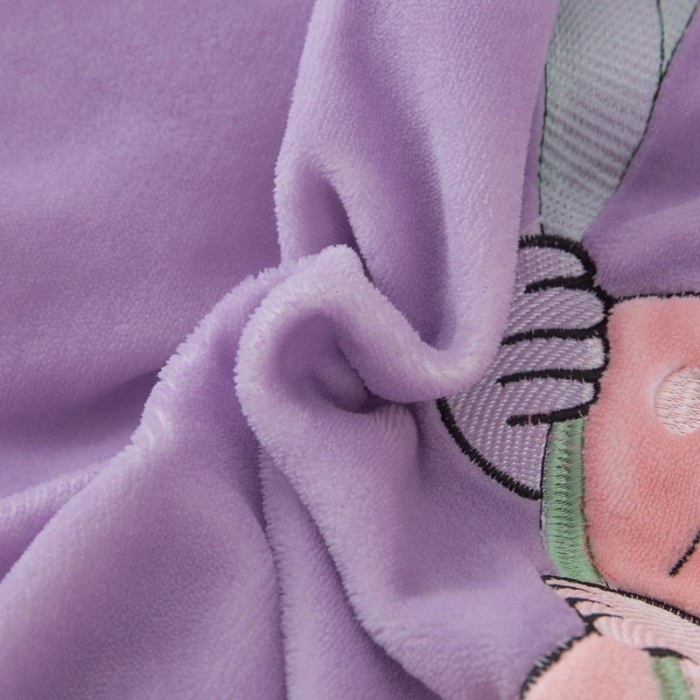 91家纺网 家纺一手货源 找家纺 优姿家纺 牛奶绒贴边绣花荷叶花边保暖四件 守护甜心-紫