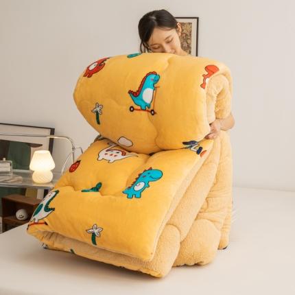 91家纺网 家纺一手货源 找家纺 缦卡琳2022新款双面宝宝绒冬被 小恐龙