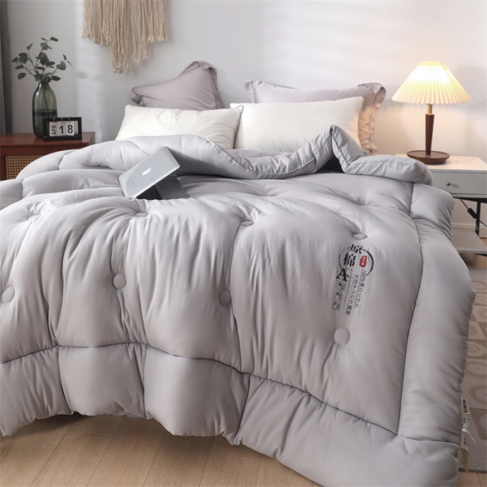 91家纺网 家纺一手货源 找家纺 优姿家纺 2022新款A类原棉大豆被 灰色