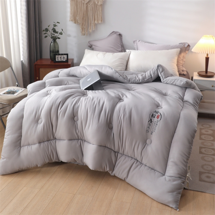 91家纺网 家纺一手货源 找家纺 优姿家纺 2022新款A类原棉大豆被 灰色