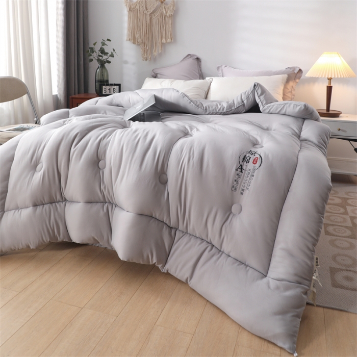 91家纺网 家纺一手货源 找家纺 优姿家纺 2022新款A类原棉大豆被 灰色