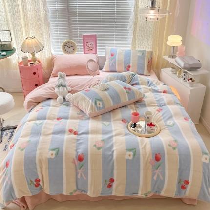 91家纺网 家纺一手货源 找家纺 （总）昔可 2022新款牛奶绒四件套花朵系列