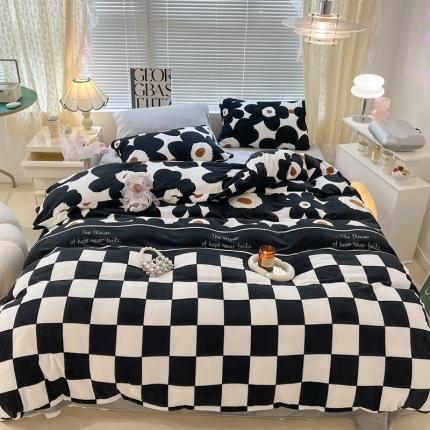 91家纺网 家纺一手货源 找家纺 （总）昔可 2022新款牛奶绒四件套花朵系列