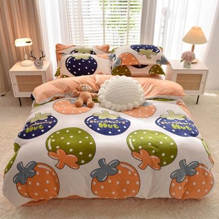 91家纺网 家纺一手货源 找家纺 （总）同田 2023新款牛奶金貂绒四件套印花保暖法莱水晶绒