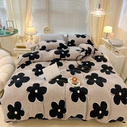 昔可 2022新款牛奶绒四件套花朵系列 冷雾花茶