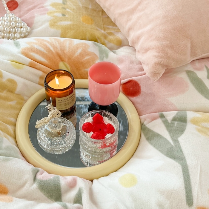 91家纺网 家纺一手货源 找家纺 昔可 2022新款牛奶绒四件套花朵系列 油画粉花