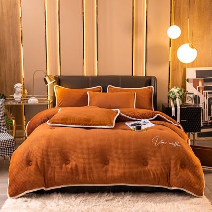 91家纺网 家纺一手货源 找家纺 （总）吾诺家居 2022新款华夫格绒冬被四件套