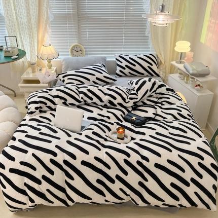 91家纺网 家纺一手货源 找家纺 （总）昔可 2022新款牛奶绒简约系列四件套