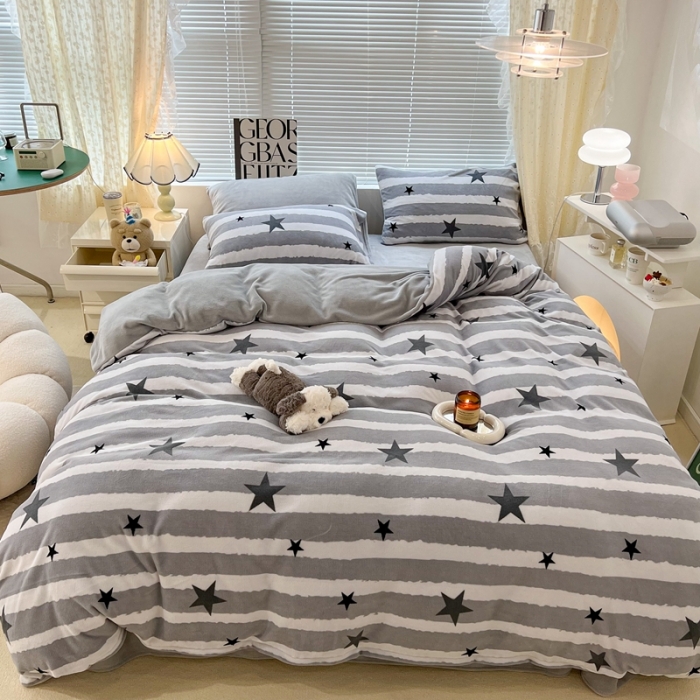 91家纺网 家纺一手货源 找家纺 （总）昔可 2022新款牛奶绒简约系列四件套