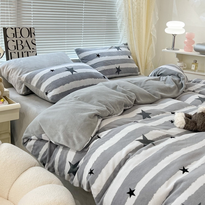 91家纺网 家纺一手货源 找家纺 （总）昔可 2022新款牛奶绒简约系列四件套