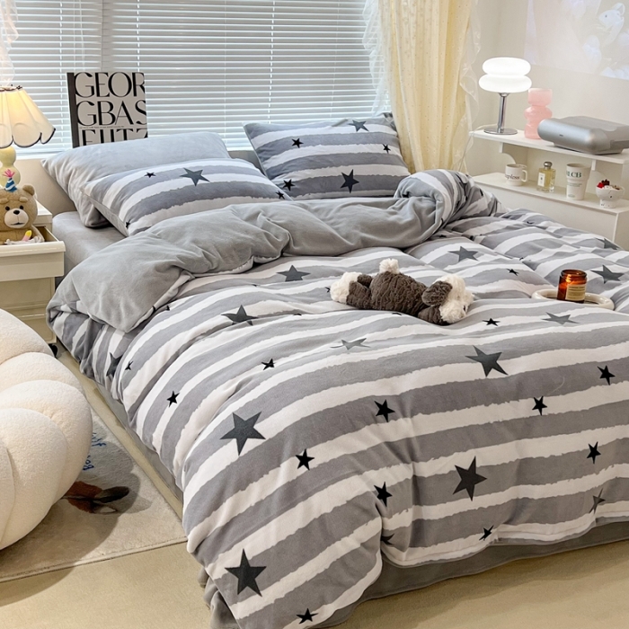 91家纺网 家纺一手货源 找家纺 （总）昔可 2022新款牛奶绒简约系列四件套