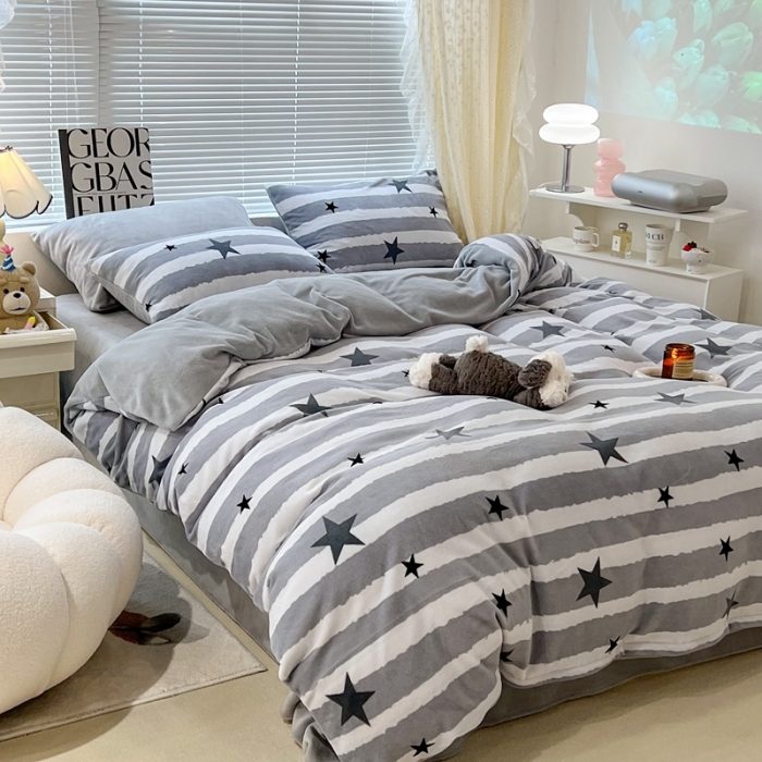 91家纺网 家纺一手货源 找家纺 （总）昔可 2022新款牛奶绒简约系列四件套