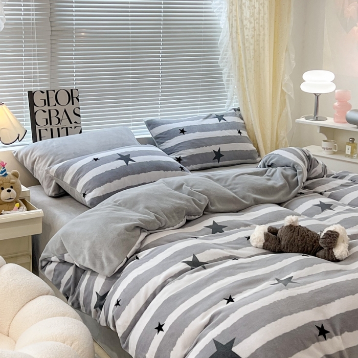 91家纺网 家纺一手货源 找家纺 （总）昔可 2022新款牛奶绒简约系列四件套