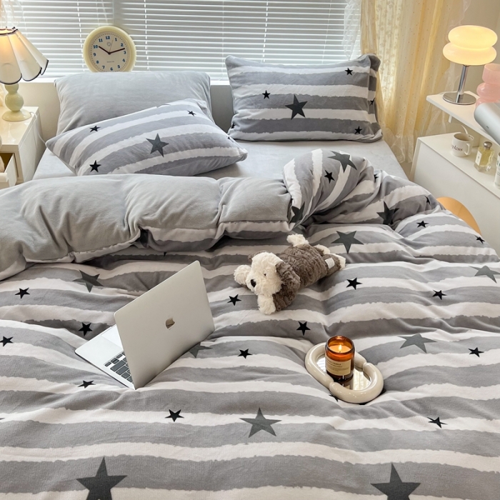 91家纺网 家纺一手货源 找家纺 （总）昔可 2022新款牛奶绒简约系列四件套