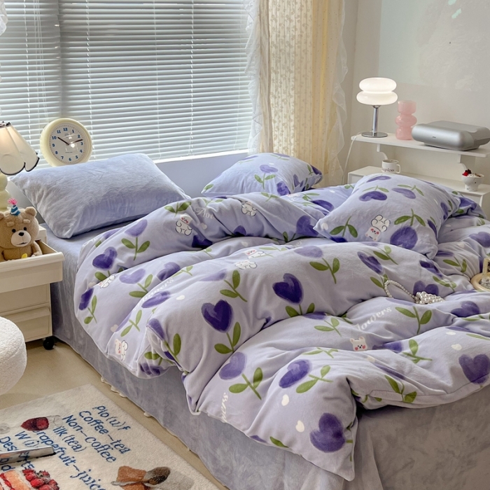 91家纺网 家纺一手货源 找家纺 （总）昔可 2022新款牛奶绒卡通系列四件套