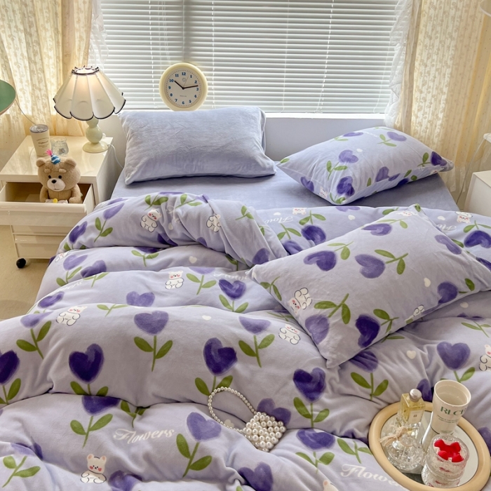 91家纺网 家纺一手货源 找家纺 （总）昔可 2022新款牛奶绒卡通系列四件套