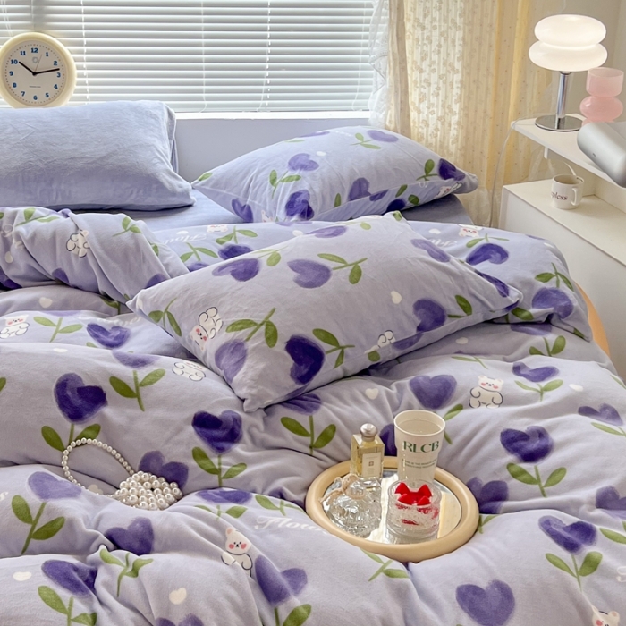 91家纺网 家纺一手货源 找家纺 （总）昔可 2022新款牛奶绒卡通系列四件套