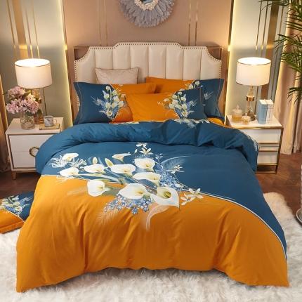 金纱玉纺2022新款全棉生态大版磨毛四件套 曲意风华-黄