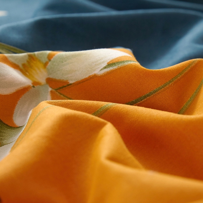 91家纺网 家纺一手货源 找家纺 金纱玉纺2022新款全棉生态大版磨毛四件套 曲意风华-黄