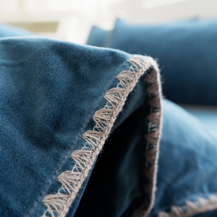 91家纺网 家纺一手货源 找家纺 啊雅家居 2025新款贝壳边宝宝绒四件套 贝壳宝蓝