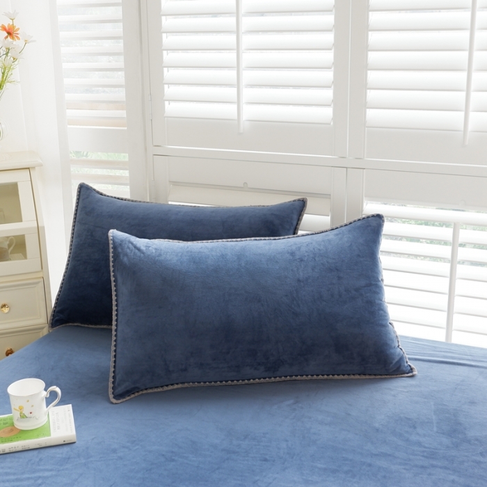 91家纺网 家纺一手货源 找家纺 啊雅家居 2025新款贝壳边宝宝绒四件套 贝壳藏青