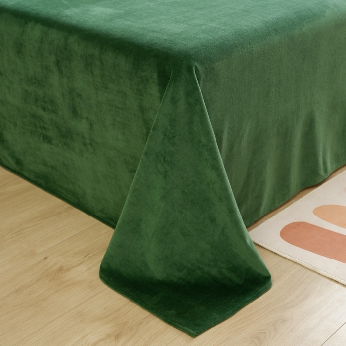 91家纺网 家纺一手货源 找家纺 啊雅家居 2025新款贝壳边宝宝绒四件套 贝壳草绿