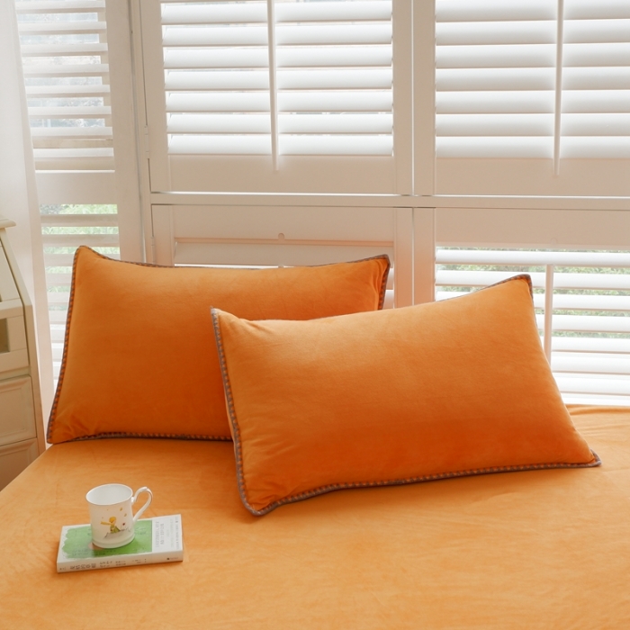 91家纺网 家纺一手货源 找家纺 啊雅家居 2025新款贝壳边宝宝绒四件套 贝壳果橙