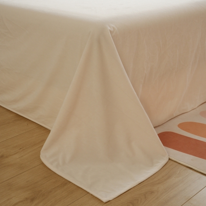 91家纺网 家纺一手货源 找家纺 啊雅家居 2025新款贝壳边宝宝绒四件套 贝壳乳白