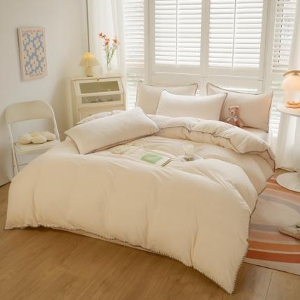 啊雅家居 2025新款贝壳边宝宝绒四件套 贝壳乳白