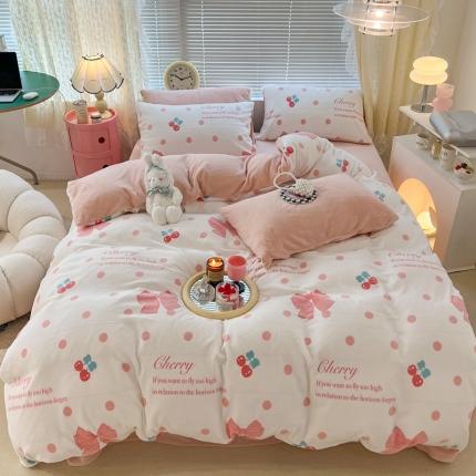 91家纺网 家纺一手货源 找家纺 （总）昔可 2022新款牛奶绒少女小清新系列四件套