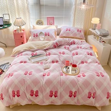 91家纺网 家纺一手货源 找家纺 （总）昔可 2022新款牛奶绒少女小清新系列四件套