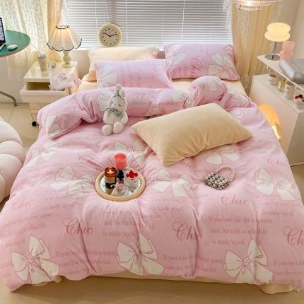 91家纺网 家纺一手货源 找家纺 （总）昔可 2022新款牛奶绒少女小清新系列四件套