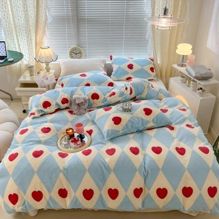 91家纺网 家纺一手货源 找家纺 （总）昔可 2022新款牛奶绒少女小清新系列四件套