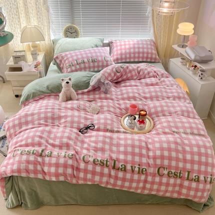 91家纺网 家纺一手货源 找家纺 （总）昔可 2022新款牛奶绒少女小清新系列四件套