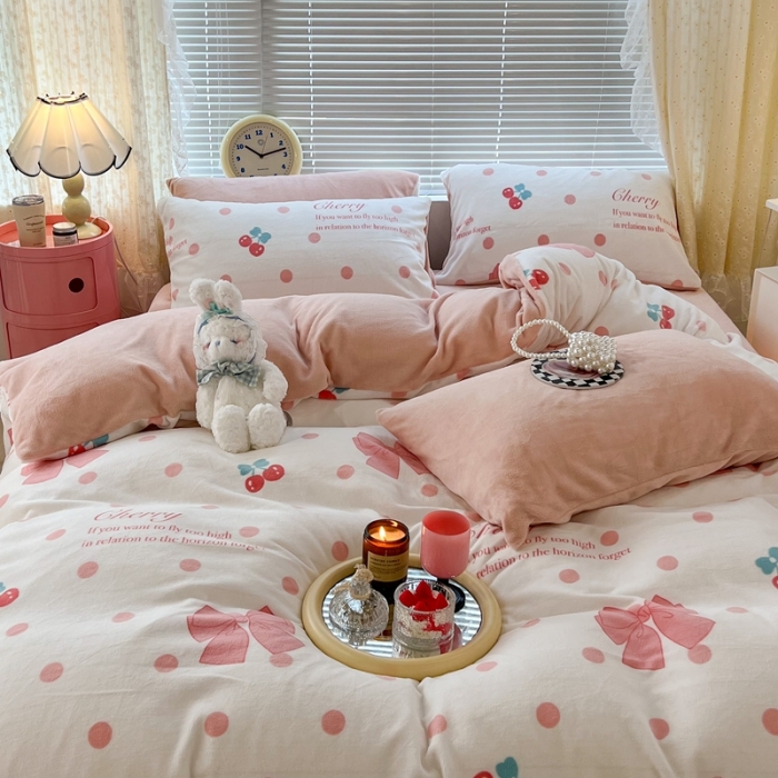 91家纺网 家纺一手货源 找家纺 （总）昔可 2022新款牛奶绒少女小清新系列四件套