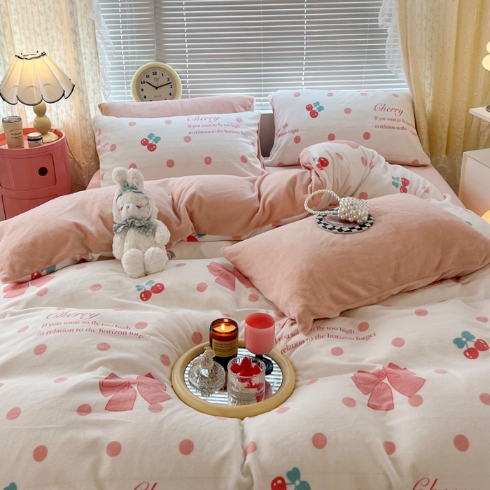 91家纺网 家纺一手货源 找家纺 （总）昔可 2022新款牛奶绒少女小清新系列四件套