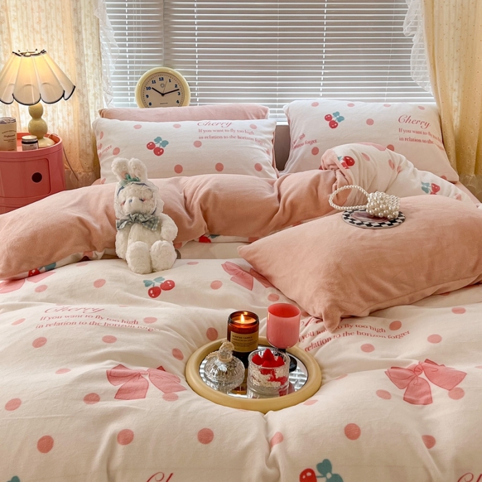 91家纺网 家纺一手货源 找家纺 （总）昔可 2022新款牛奶绒少女小清新系列四件套