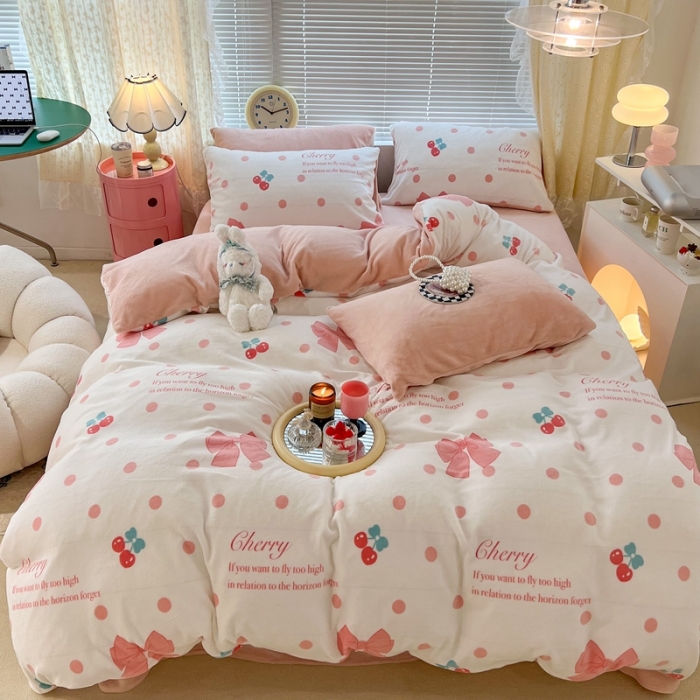 91家纺网 家纺一手货源 找家纺 （总）昔可 2022新款牛奶绒少女小清新系列四件套