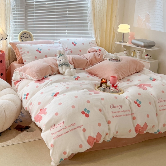 91家纺网 家纺一手货源 找家纺 （总）昔可 2022新款牛奶绒少女小清新系列四件套