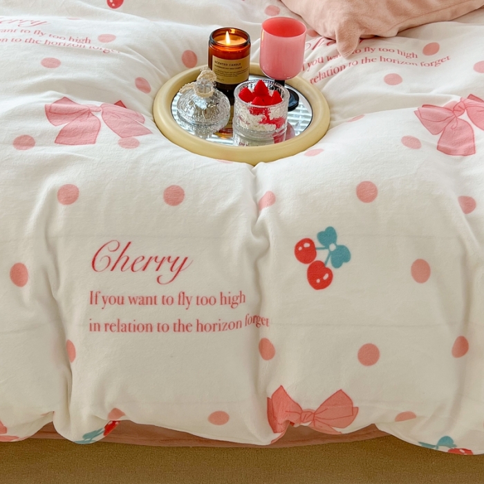 91家纺网 家纺一手货源 找家纺 昔可 2022新款牛奶绒少女小清新系列四件套 粉色少女心