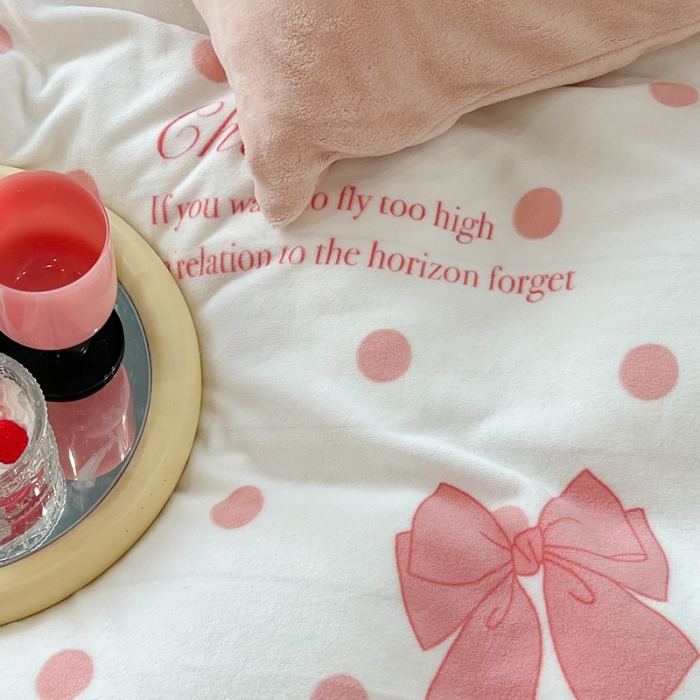 91家纺网 家纺一手货源 找家纺 昔可 2022新款牛奶绒少女小清新系列四件套 粉色少女心