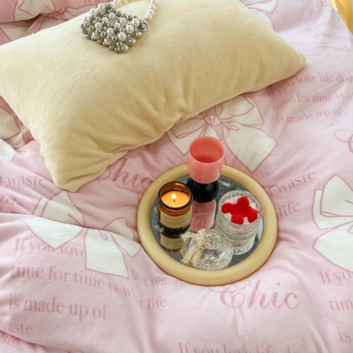 91家纺网 家纺一手货源 找家纺 昔可 2022新款牛奶绒少女小清新系列四件套 少女心事粉