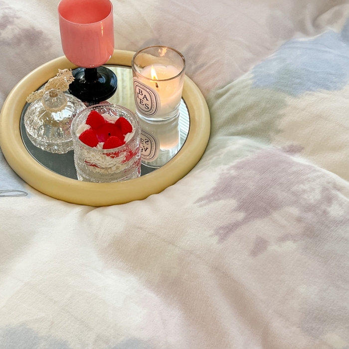 91家纺网 家纺一手货源 找家纺 昔可 2022新款牛奶绒少女小清新系列四件套 晕染马卡龙