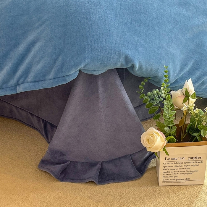 91家纺网 家纺一手货源 找家纺 （总）优姿家纺 2022新款牛奶绒8斤双拼色绣花保暖四件套